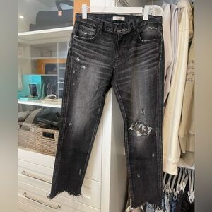 Moussy vintage  denim high end denim black distressed.